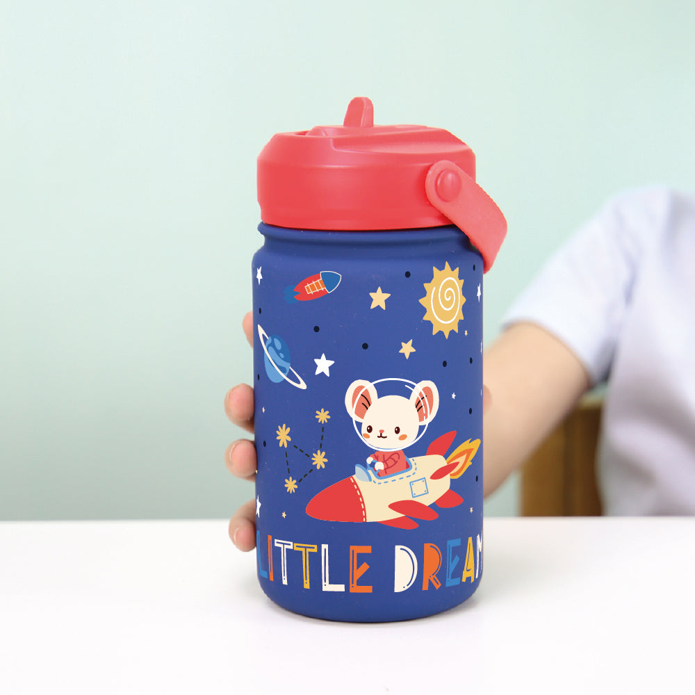 Botella Térmica de Acero Inoxidable con Adaptador Infantil – Space Adventure | Aurea Kids