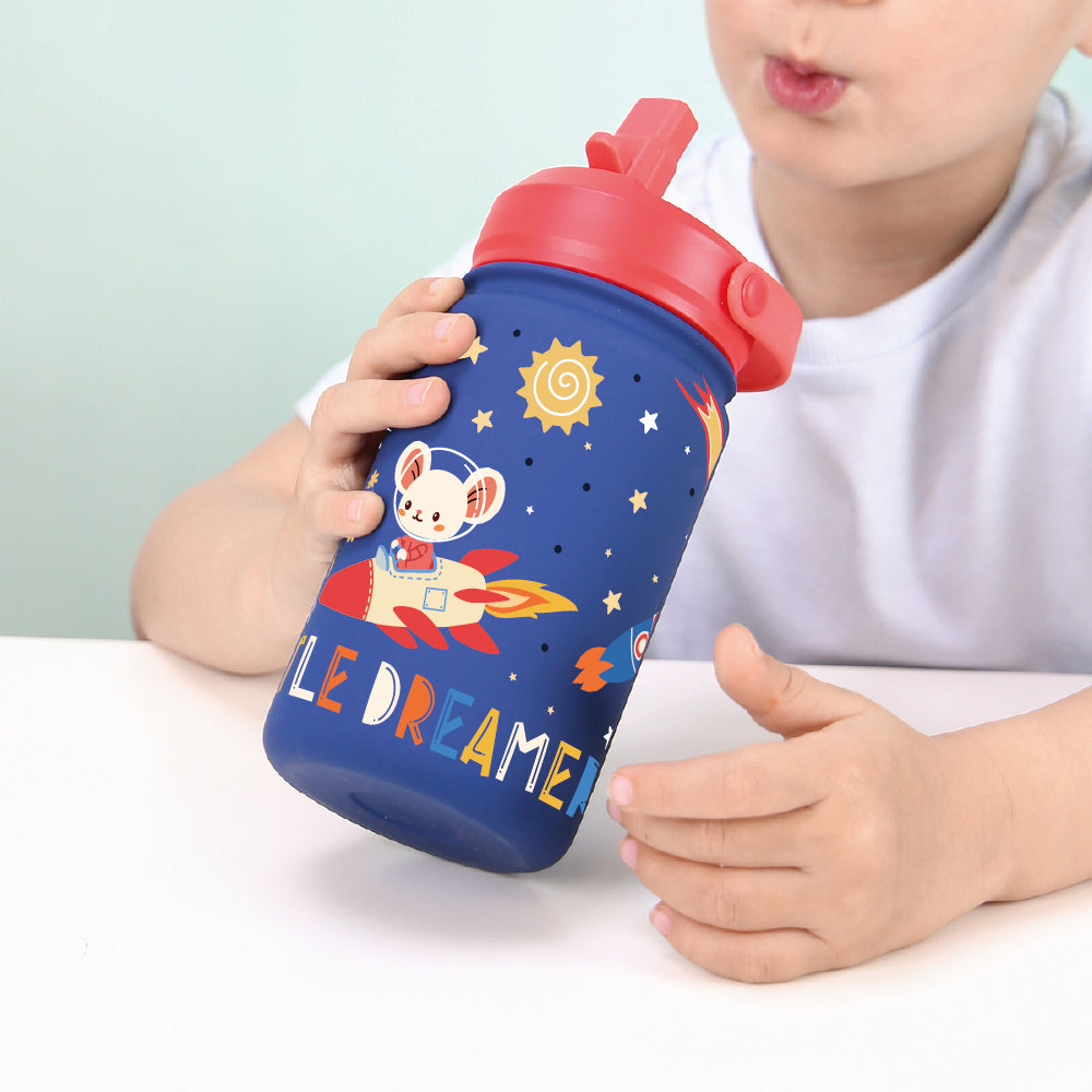 Botella Térmica de Acero Inoxidable con Adaptador Infantil – Space Adventure | Aurea Kids