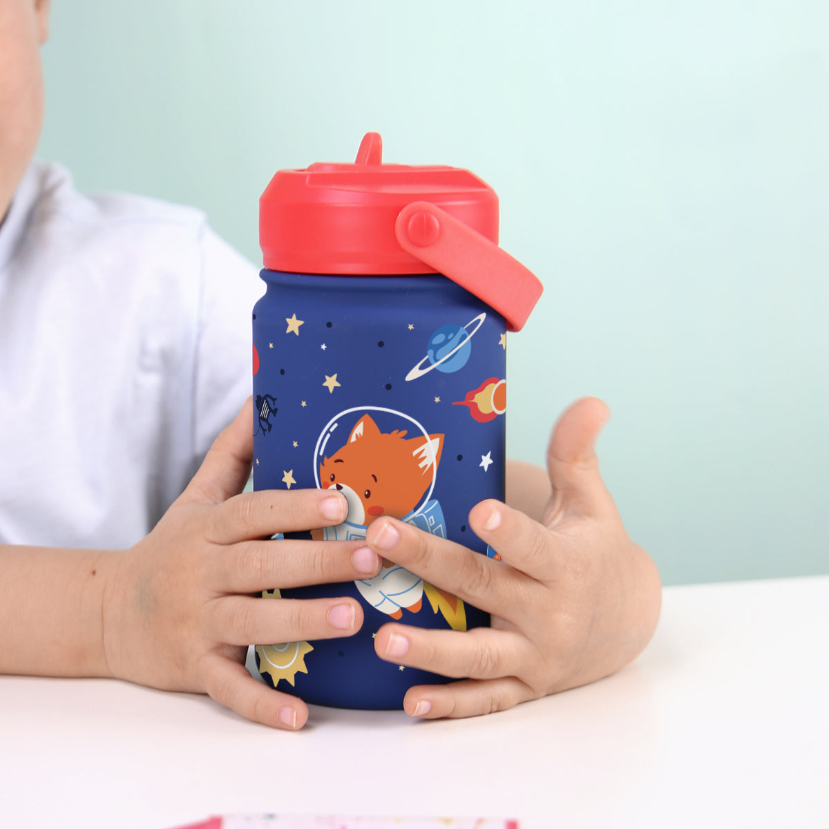Botella Térmica de Acero Inoxidable con Adaptador Infantil – Space Adventure | Aurea Kids