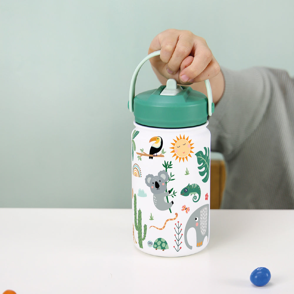 Botella Térmica de Acero Inoxidable con Adaptador Infantil – Safari | Aurea Kids