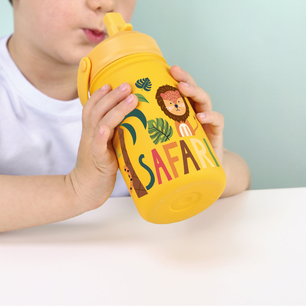 Botella Térmica de Acero Inoxidable con Adaptador Infantil – Safari | Aurea Kids