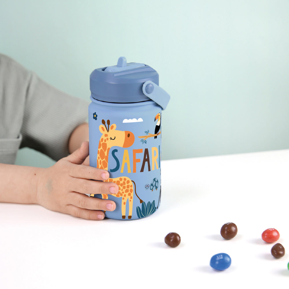 Botella Térmica de Acero Inoxidable con Adaptador Infantil – Safari | Aurea Kids