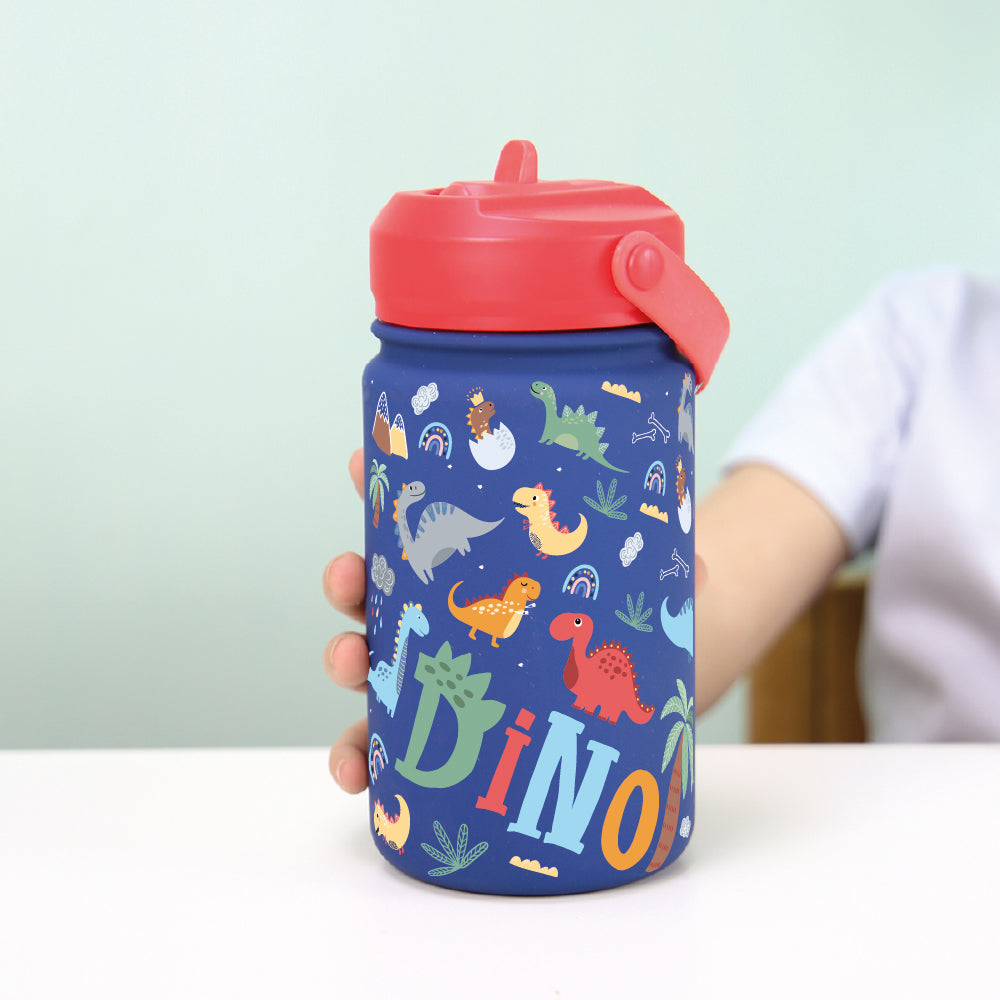 Botella Térmica de Acero Inoxidable con Adaptador Infantil – Dino Land | Aurea Kids