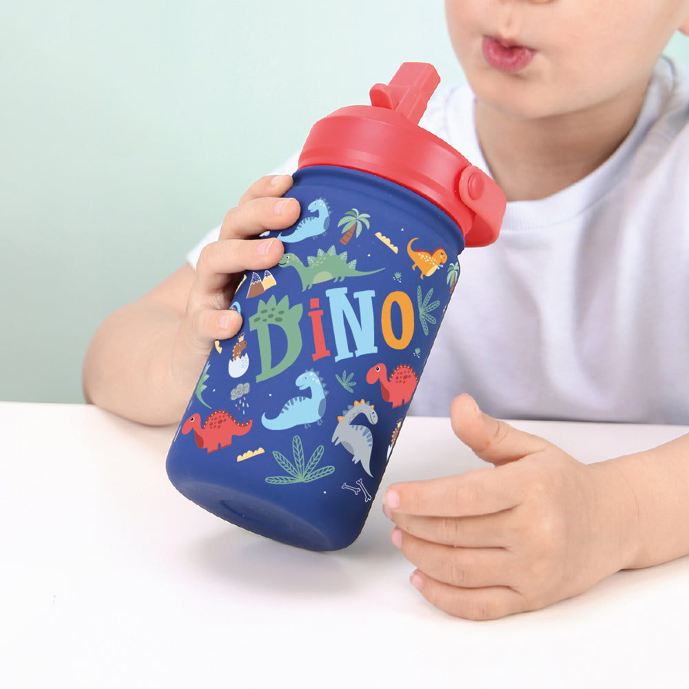 Botella Térmica de Acero Inoxidable con Adaptador Infantil – Dino Land | Aurea Kids