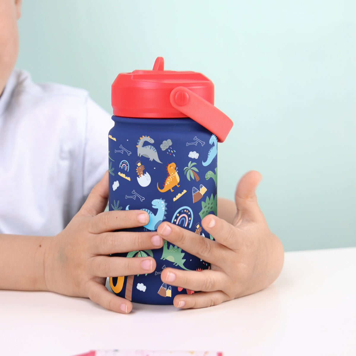 Botella Térmica de Acero Inoxidable con Adaptador Infantil – Dino Land | Aurea Kids