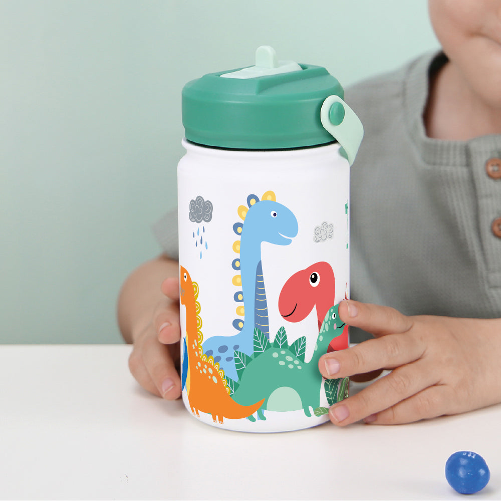 Botella Térmica de Acero Inoxidable con Adaptador Infantil – Dino Land | Aurea Kids