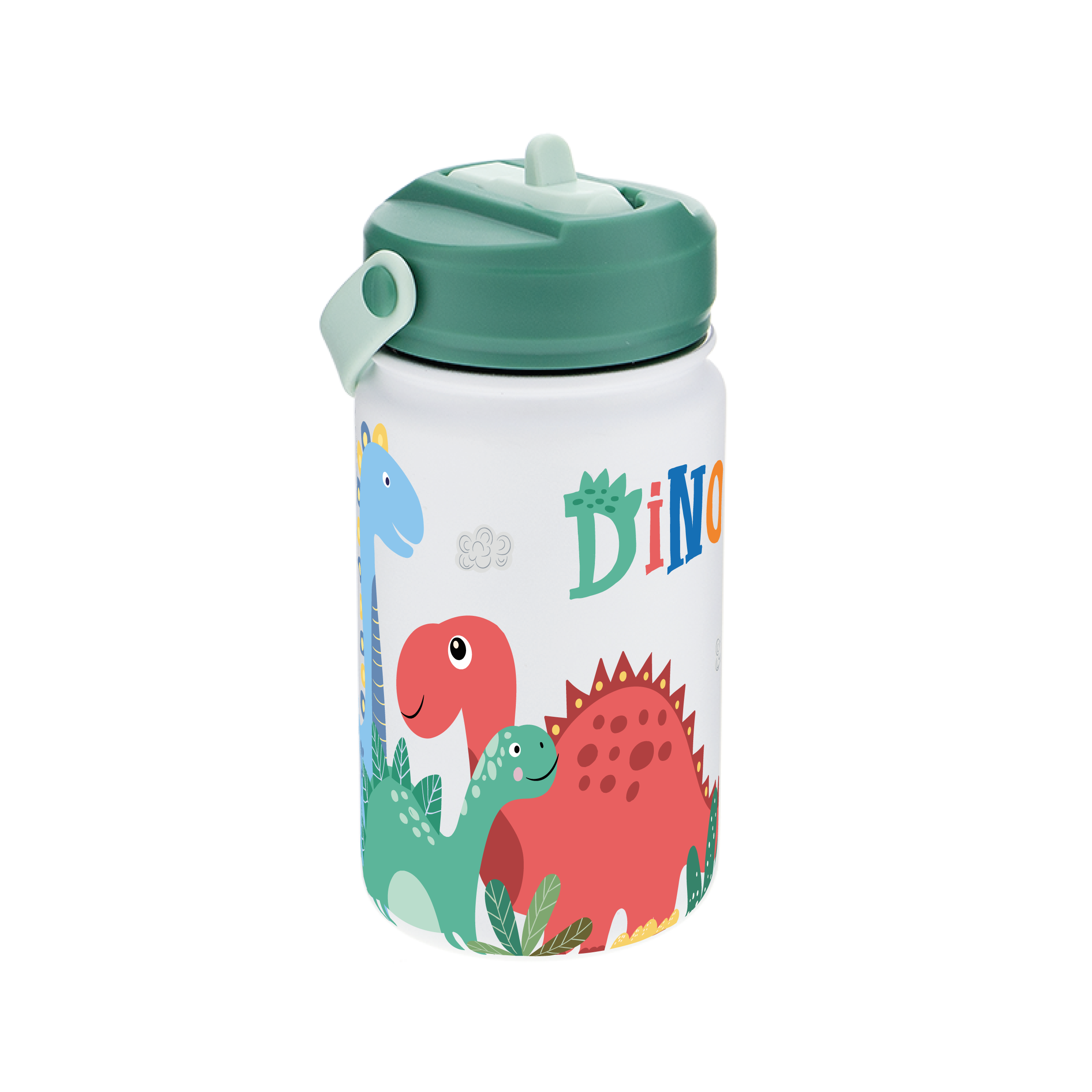 Botella Térmica de Acero Inoxidable con Adaptador Infantil – Dino Land | Aurea Kids