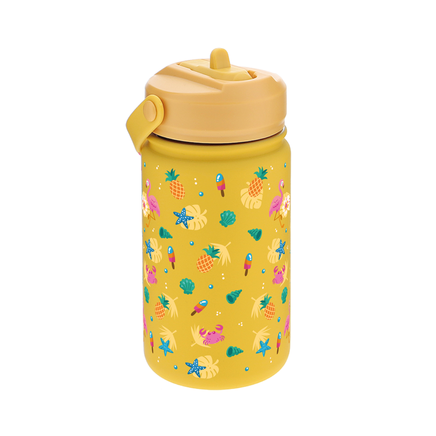 Botella Térmica de Acero Inoxidable con Adaptador Infantil – Tropical Fun | Aurea Kids