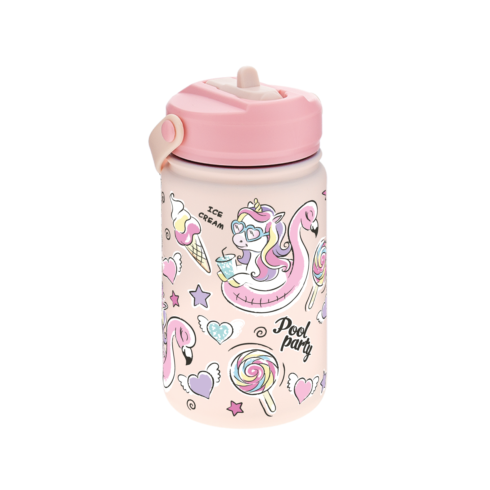 Botella Térmica de Acero Inoxidable con Adaptador Infantil – Unicorn Party | Aurea Kids