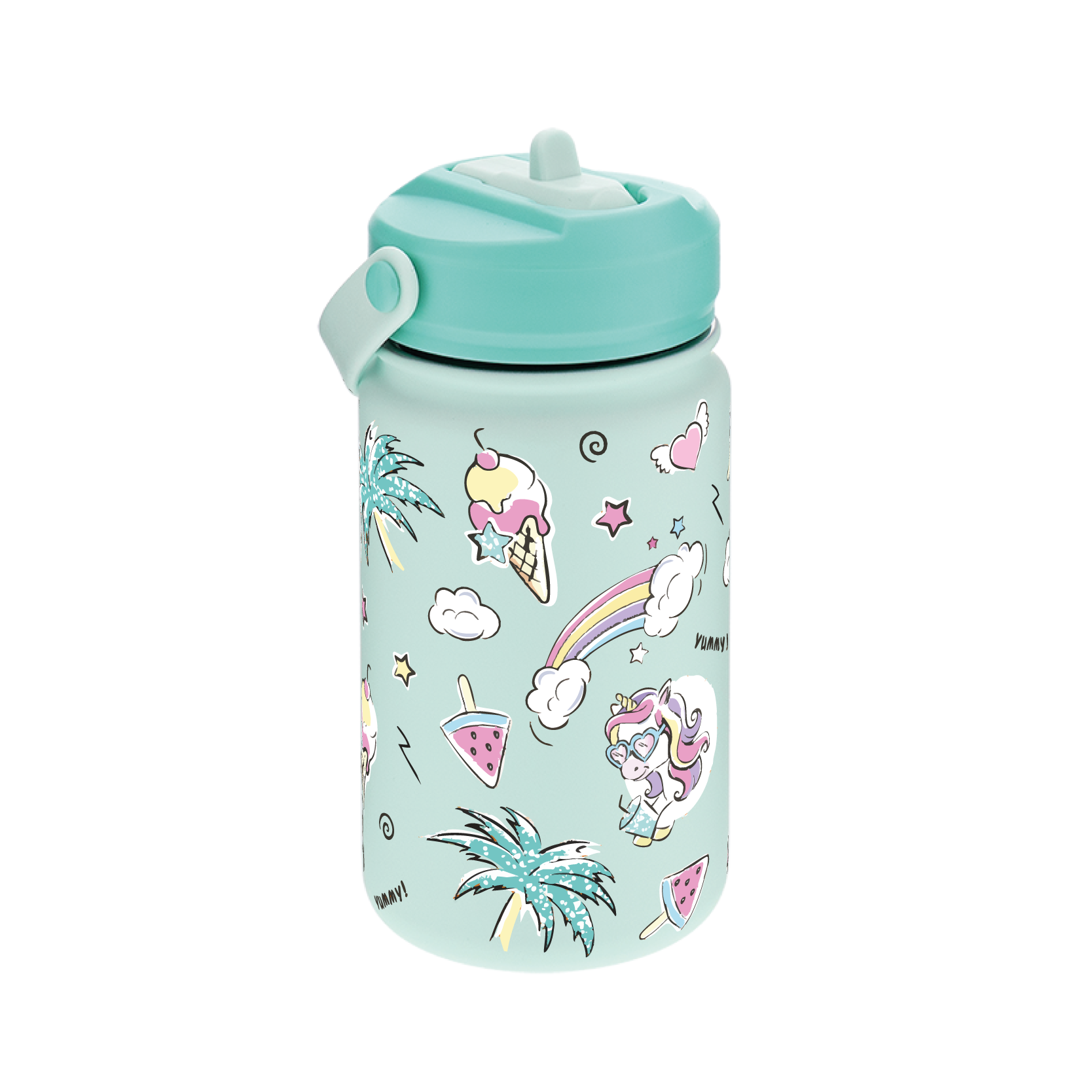 Botella Térmica de Acero Inoxidable con Adaptador Infantil – Unicorn Party | Aurea Kids