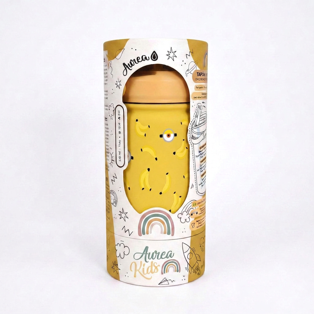 Botella Térmica de Acero Inoxidable con Adaptador Infantil – Yellow Gang | Aurea Kids