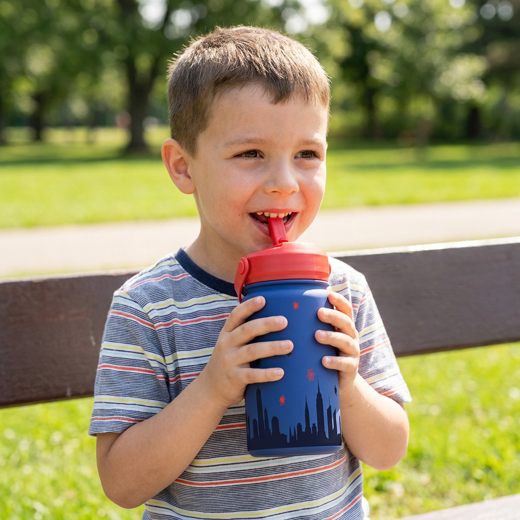 Botella Térmica de Acero Inoxidable con Adaptador Infantil – Spider Hero | Aurea Kids
