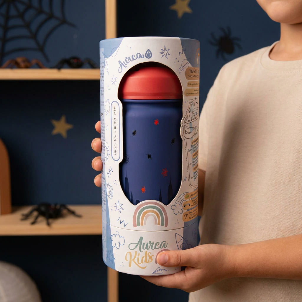 Botella Térmica de Acero Inoxidable con Adaptador Infantil – Spider Hero | Aurea Kids