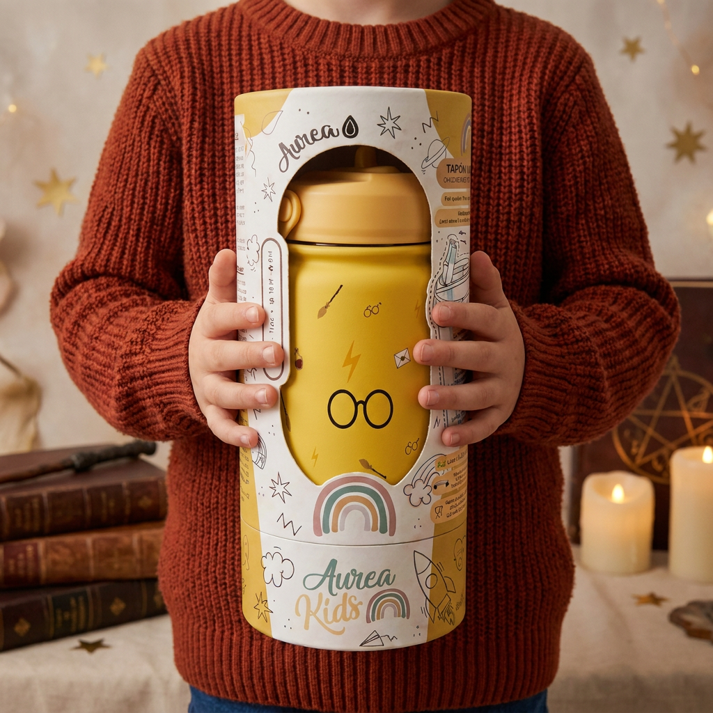 Botella Térmica de Acero Inoxidable con Adaptador Infantil – Wizard School | Aurea Kids