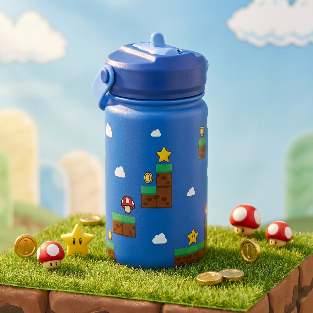 Botella Térmica de Acero Inoxidable con Adaptador Infantil – Level Boss | Aurea Kids