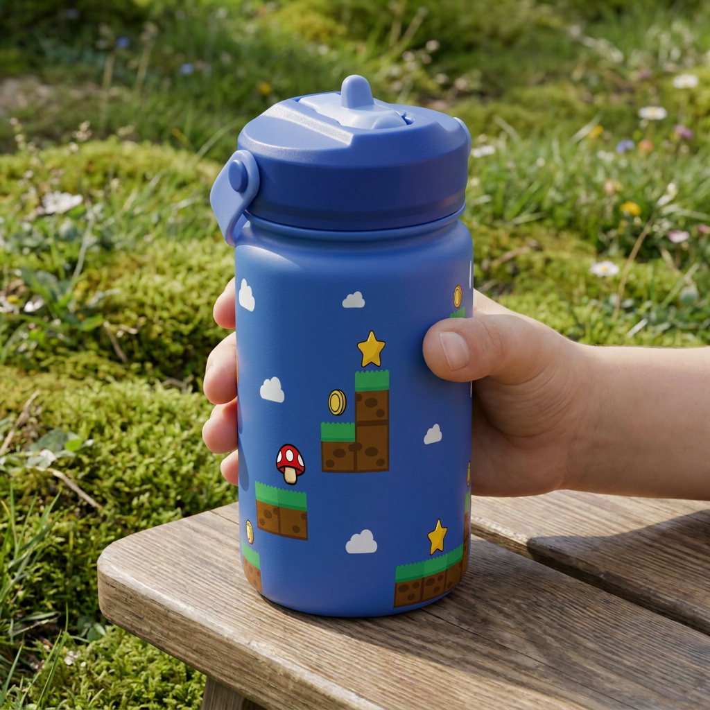 Botella Térmica de Acero Inoxidable con Adaptador Infantil – Level Boss | Aurea Kids