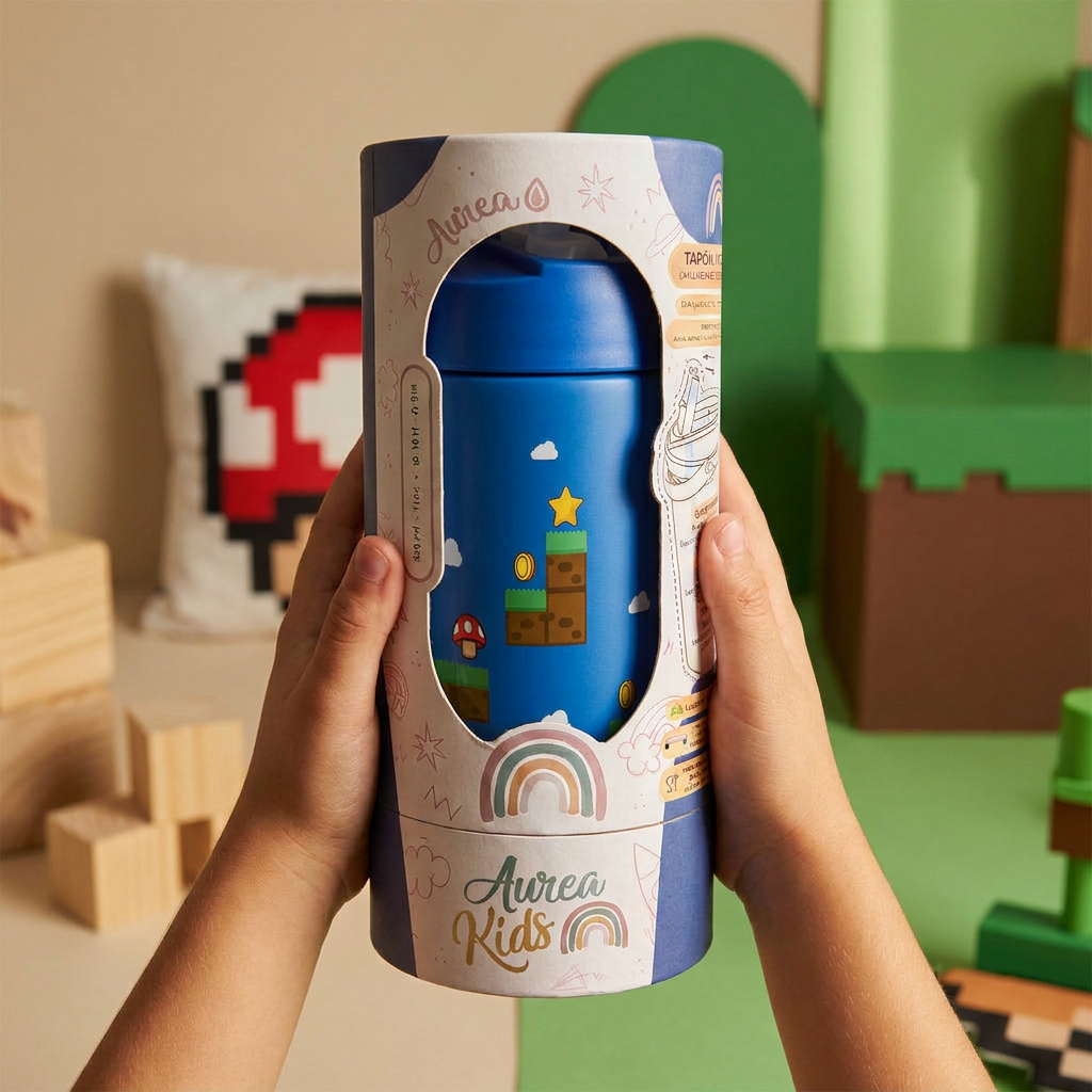 Botella Térmica de Acero Inoxidable con Adaptador Infantil – Level Boss | Aurea Kids