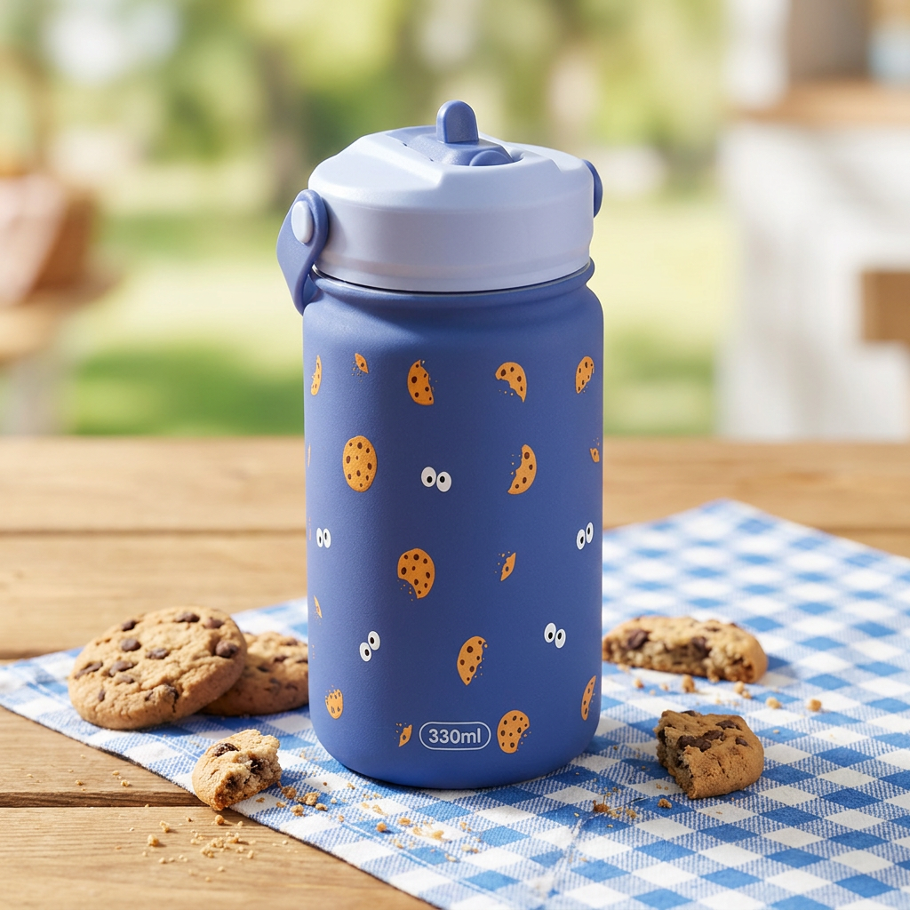 Botella Térmica de Acero Inoxidable con Adaptador Infantil – Cookie Beast | Aurea Kids