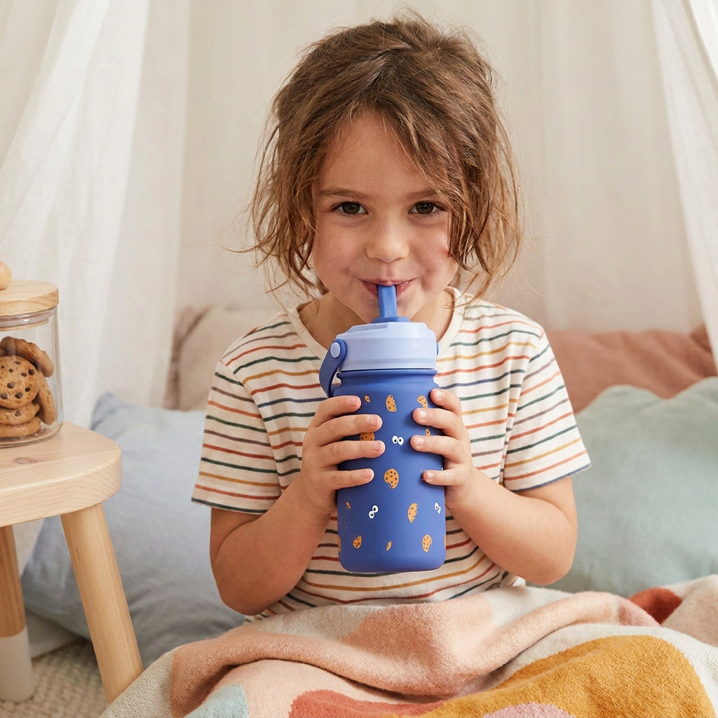 Botella Térmica de Acero Inoxidable con Adaptador Infantil – Cookie Beast | Aurea Kids