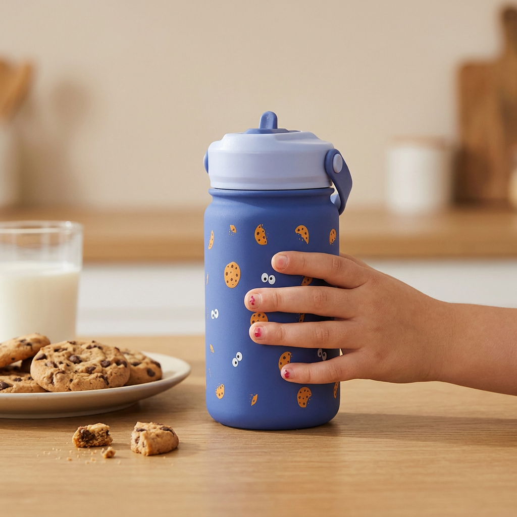 Botella Térmica de Acero Inoxidable con Adaptador Infantil – Cookie Beast | Aurea Kids