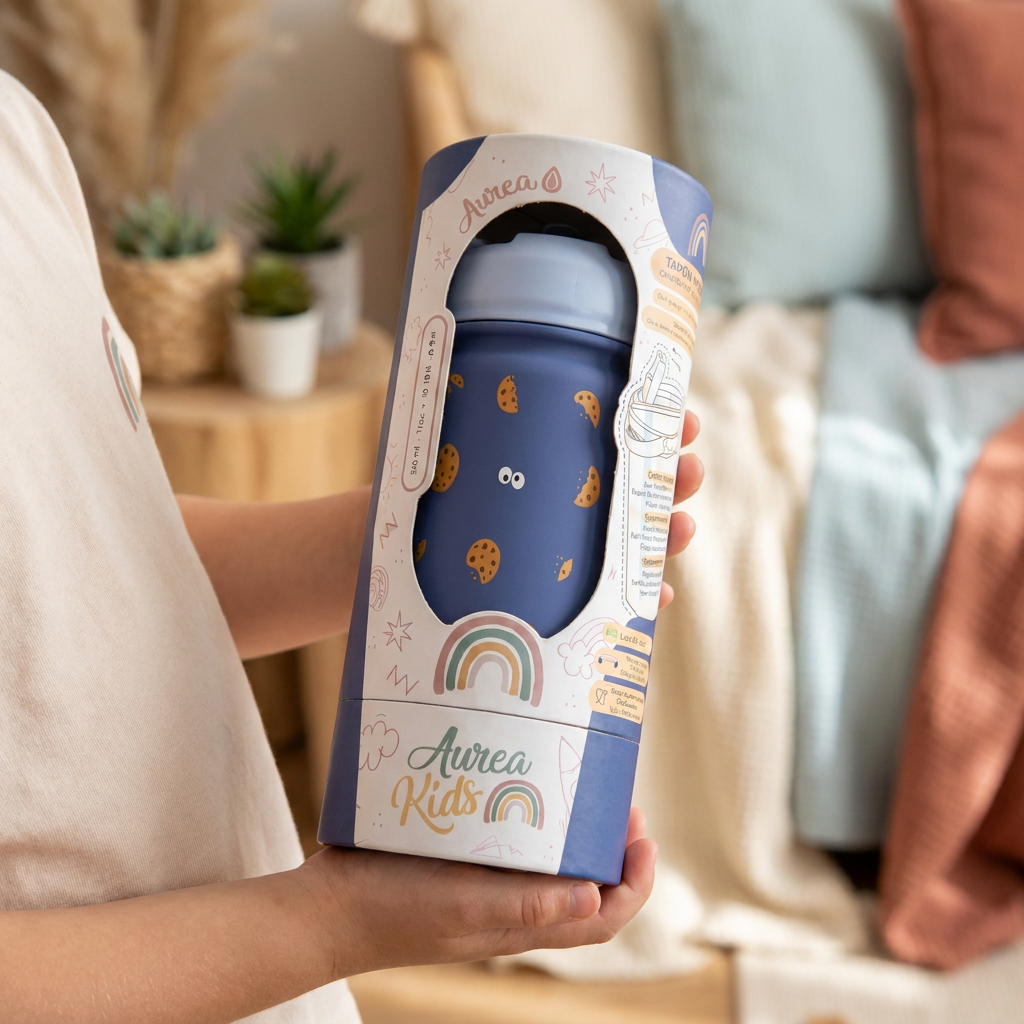 Botella Térmica de Acero Inoxidable con Adaptador Infantil – Cookie Beast | Aurea Kids