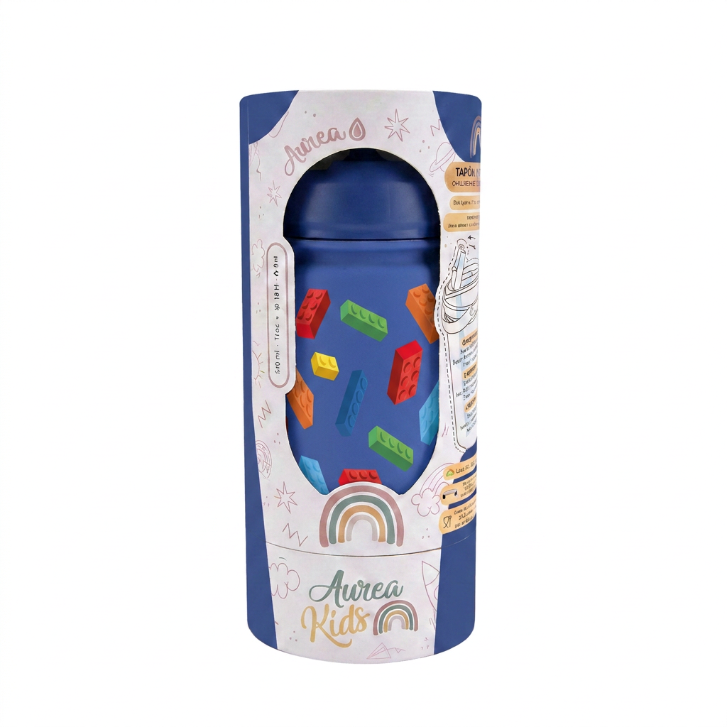 Botella Térmica de Acero Inoxidable con Adaptador Infantil – Block Build | Aurea Kids