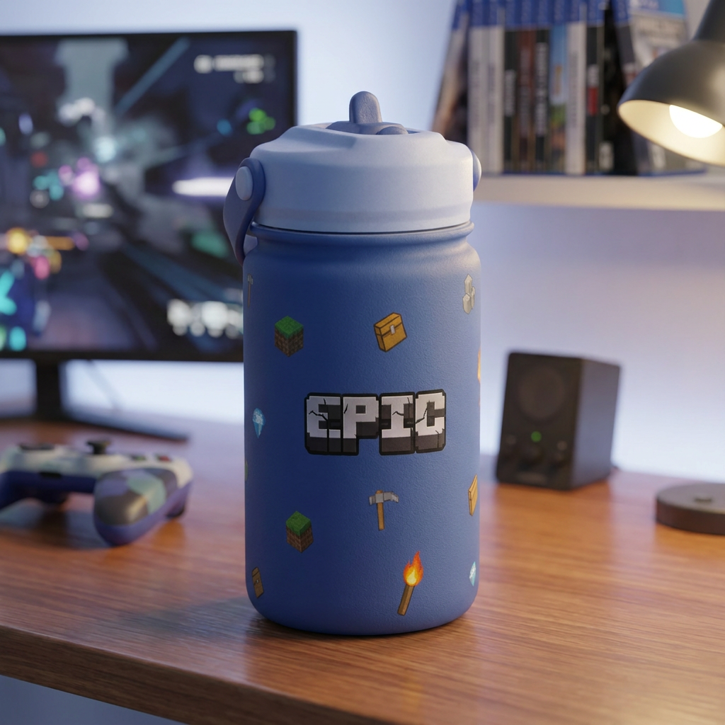 Botella Térmica de Acero Inoxidable con Adaptador Infantil – Pixel Craft | Aurea Kids