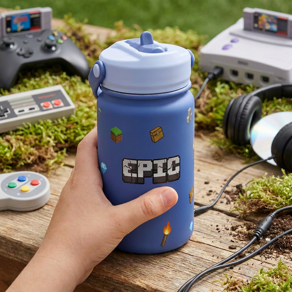 Botella Térmica de Acero Inoxidable con Adaptador Infantil – Pixel Craft | Aurea Kids