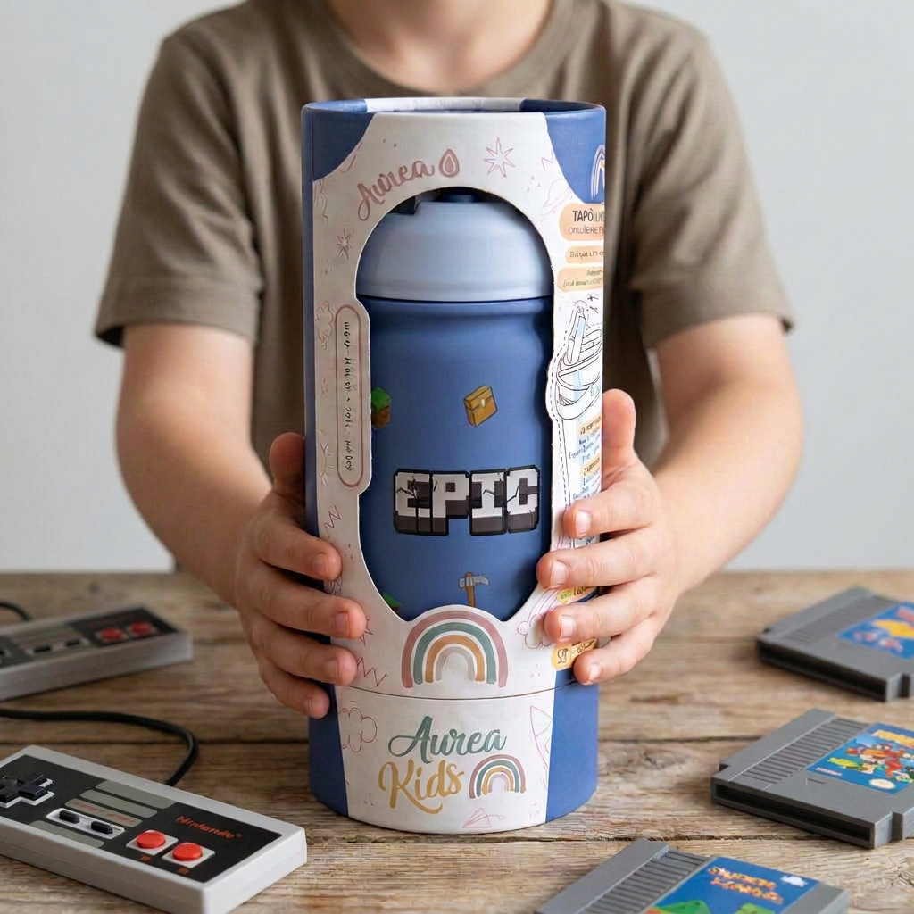 Botella Térmica de Acero Inoxidable con Adaptador Infantil – Pixel Craft | Aurea Kids