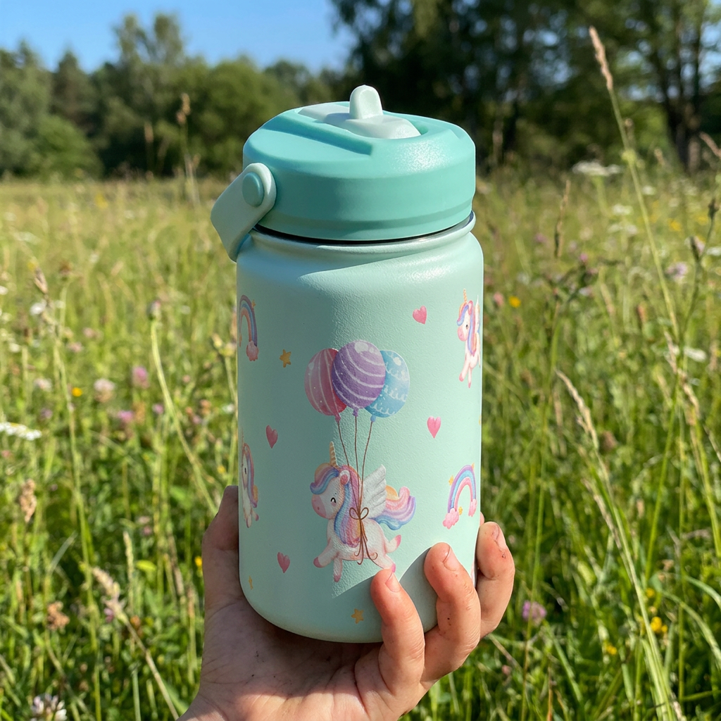 Botella Térmica de Acero Inoxidable con Adaptador Infantil – Magic Unicorn | Aurea Kids