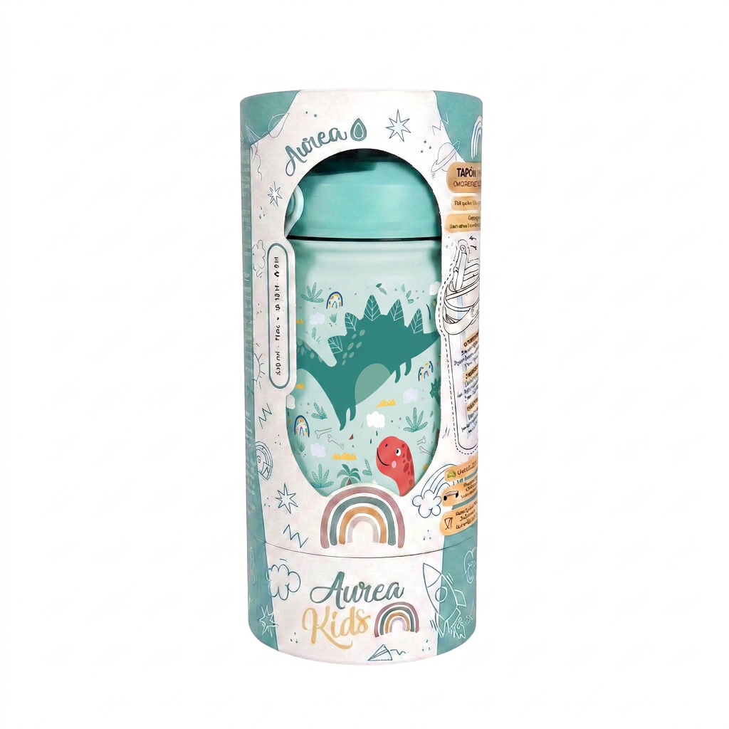 Botella Térmica de Acero Inoxidable con Adaptador Infantil – Dino Land | Aurea Kids
