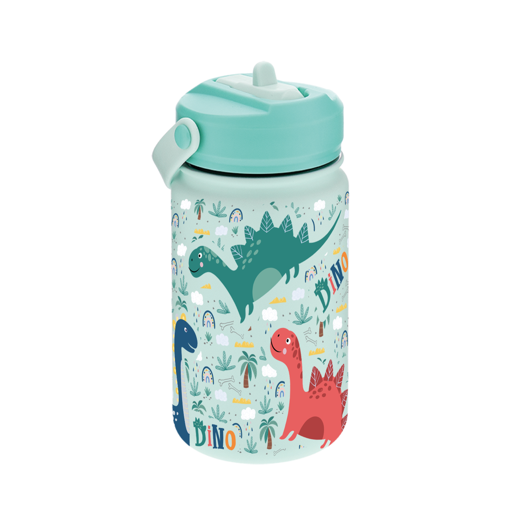 Botella Térmica de Acero Inoxidable con Adaptador Infantil – Dino Land | Aurea Kids