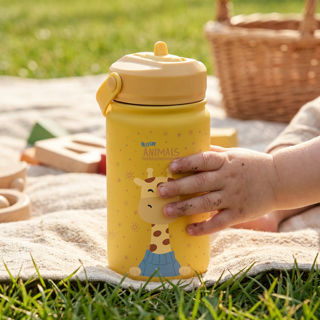 Botella Térmica de Acero Inoxidable con Adaptador Infantil – 3D Animals | Aurea Kids