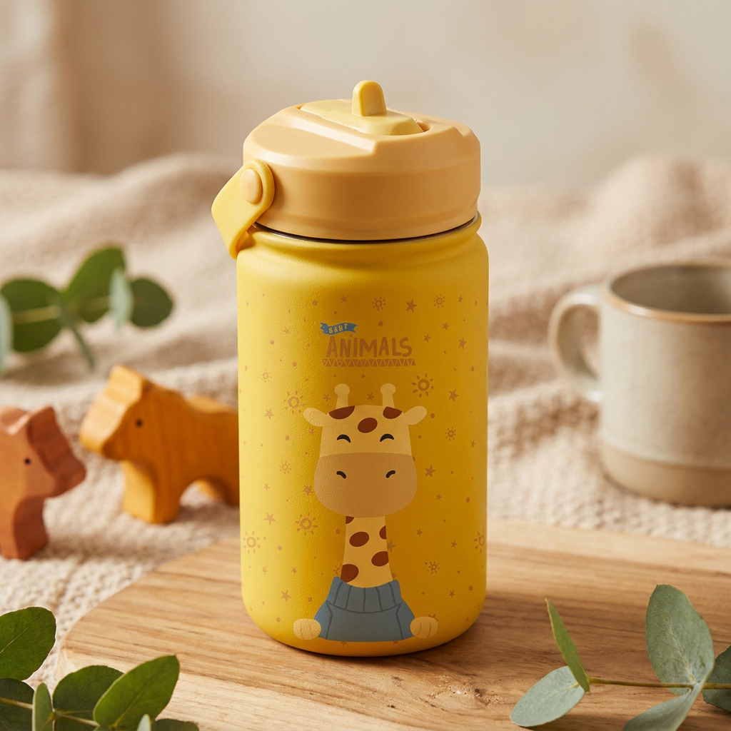 Botella Térmica de Acero Inoxidable con Adaptador Infantil – 3D Animals | Aurea Kids