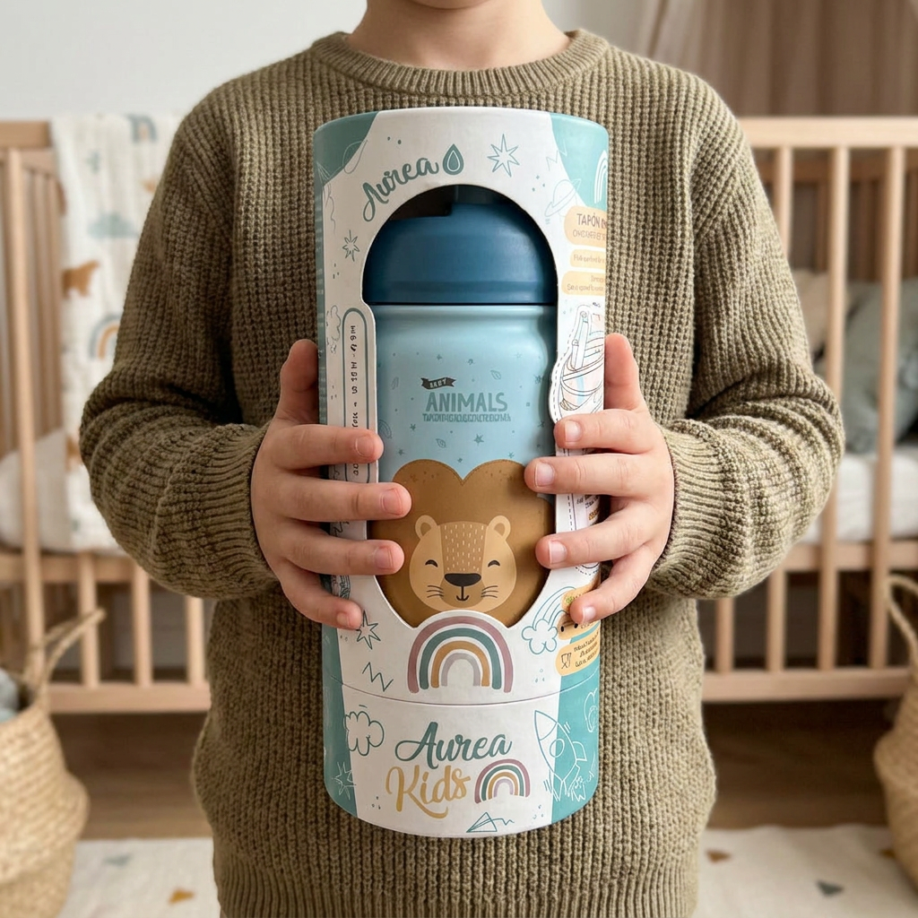 Botella Térmica de Acero Inoxidable con Adaptador Infantil – 3D Animals | Aurea Kids
