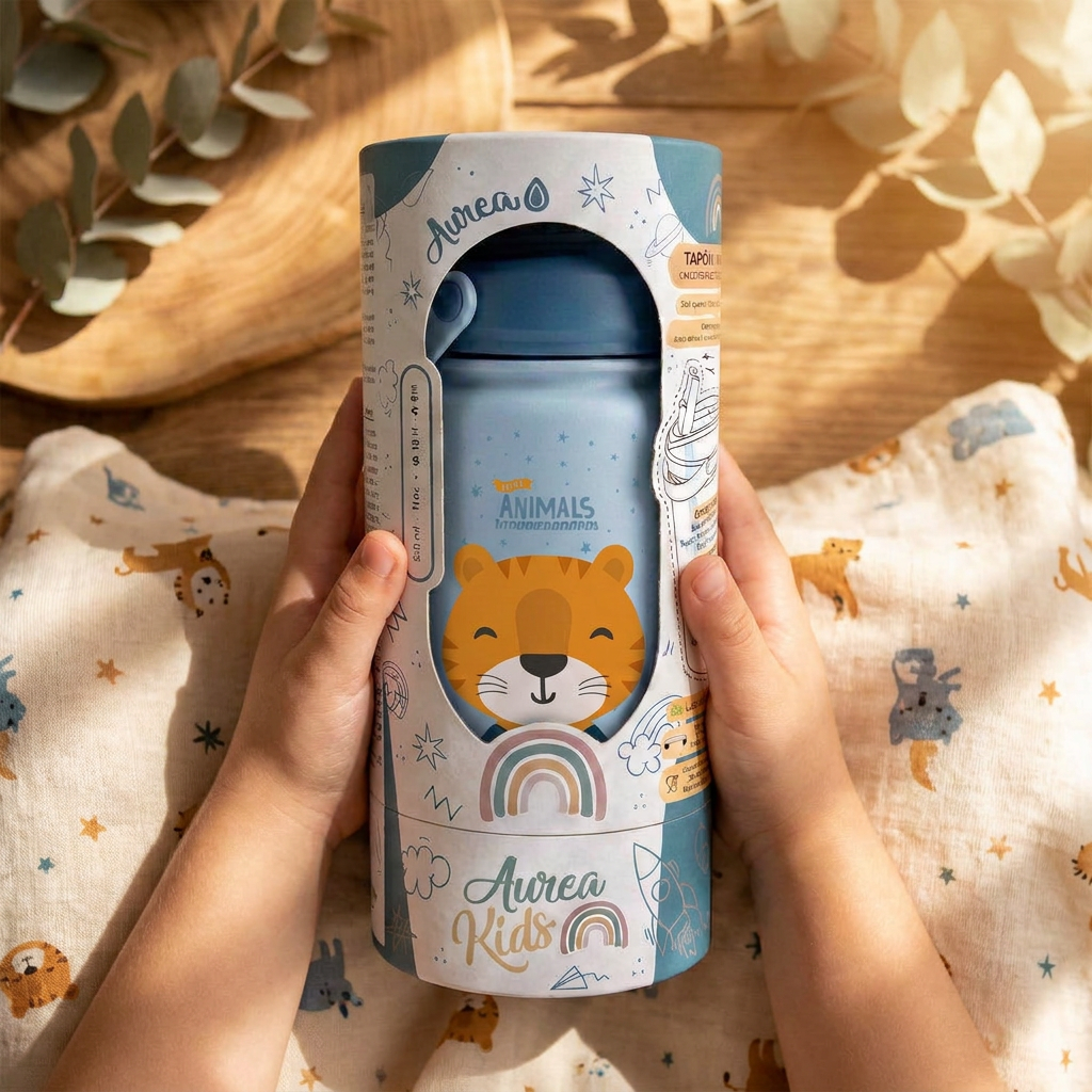Botella Térmica de Acero Inoxidable con Adaptador Infantil – 3D Animals | Aurea Kids