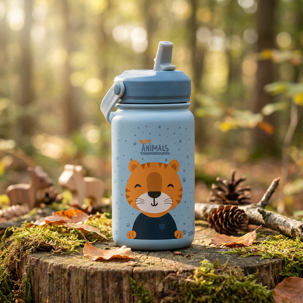 Botella Térmica de Acero Inoxidable con Adaptador Infantil – 3D Animals | Aurea Kids