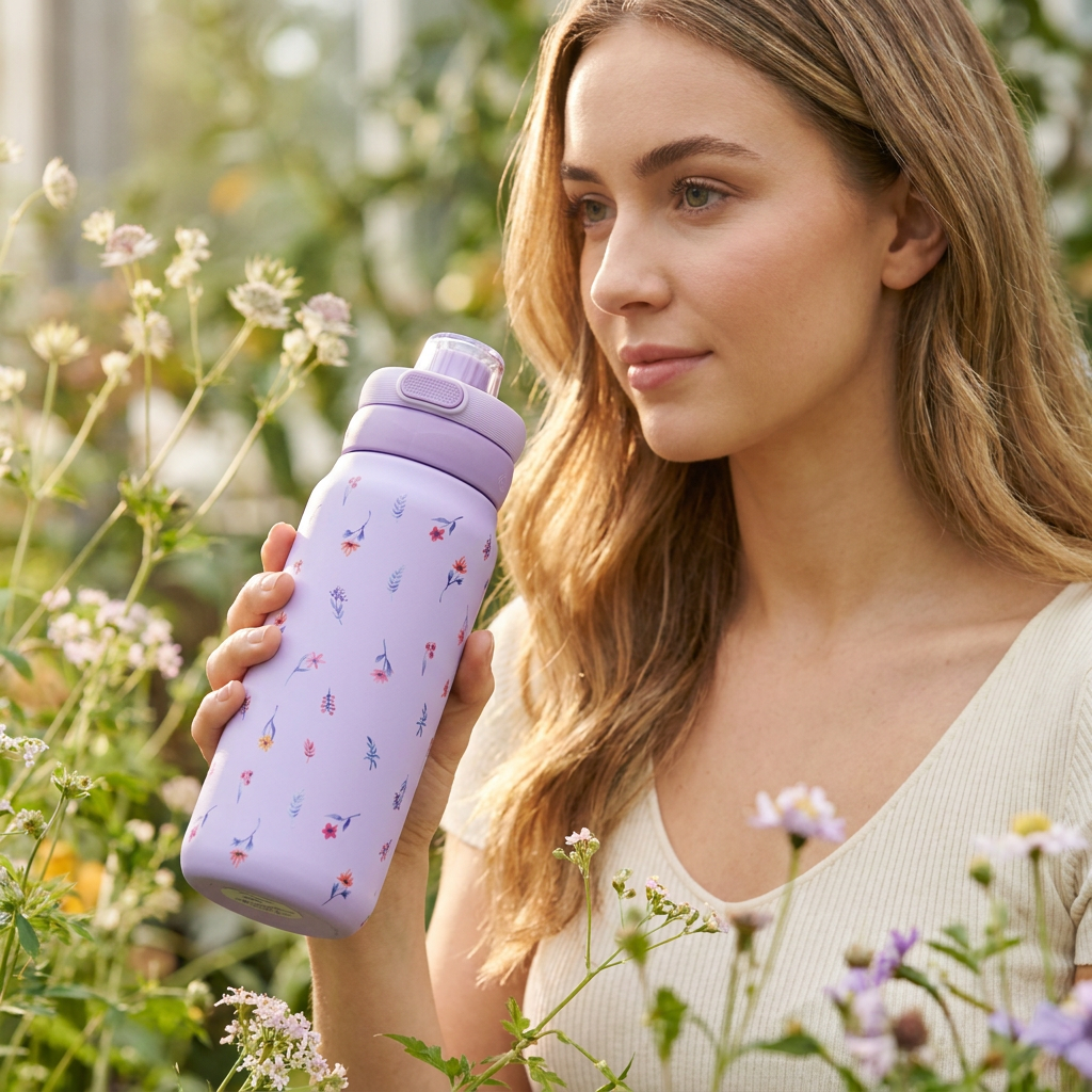 Botella Térmica de Acero Inoxidable Sport – Little Bloom | Aurea