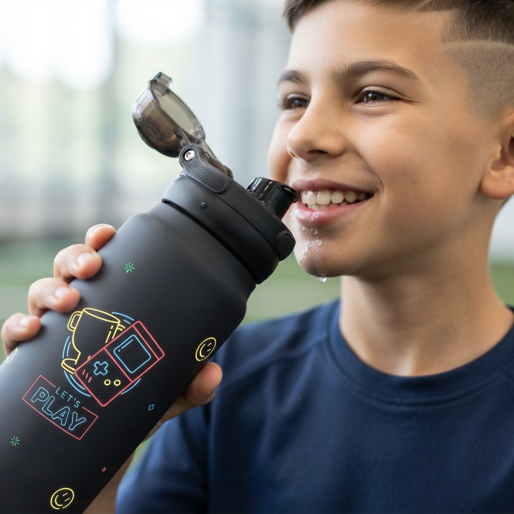 Botella Térmica Sport de Acero Inoxidable con Interior Cerámico y Doble Tapón – Neon Score