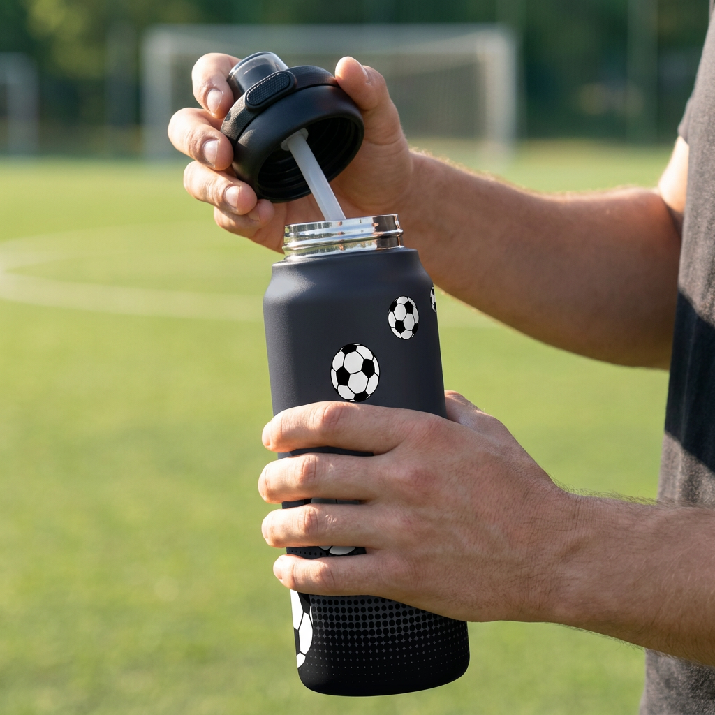 Botella Térmica Sport de Acero Inoxidable con Interior Cerámico y Doble Tapón – Football Match