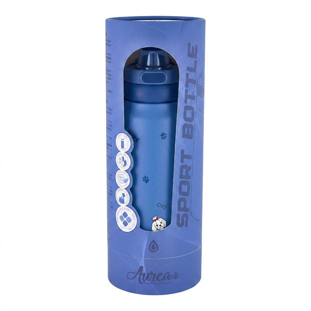 Botella Térmica Sport de Acero Inoxidable con Interior Cerámico y Doble Tapón – Fluffy Friend - Color Mazarine