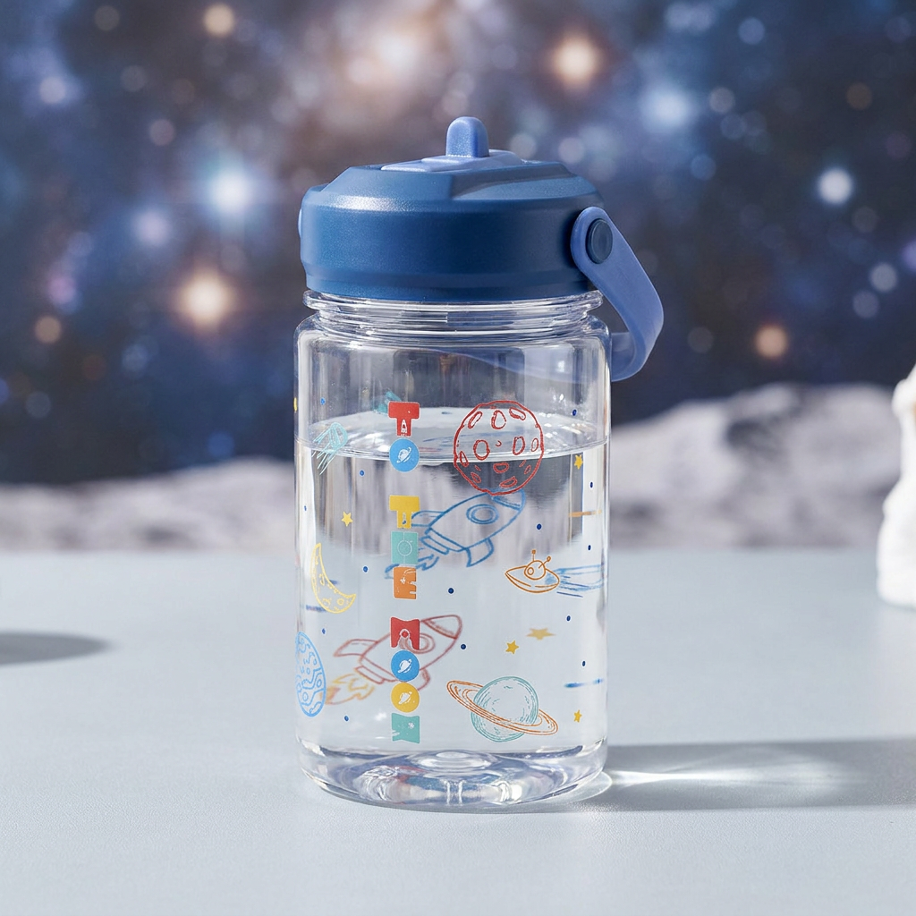 Botella Tritán 350 ml con pajita - To The Moon - Dark Blue