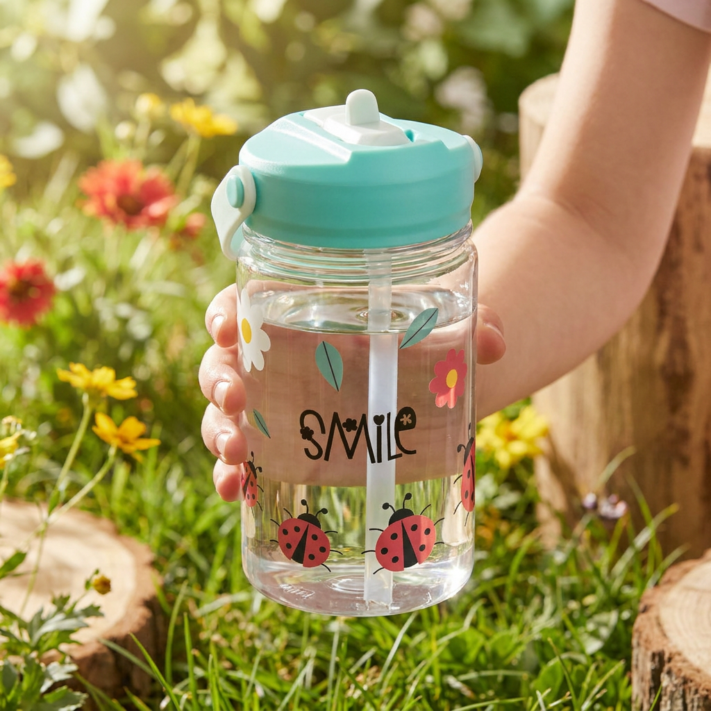 Botella Tritán 350 ml con pajita - Smile - Mint