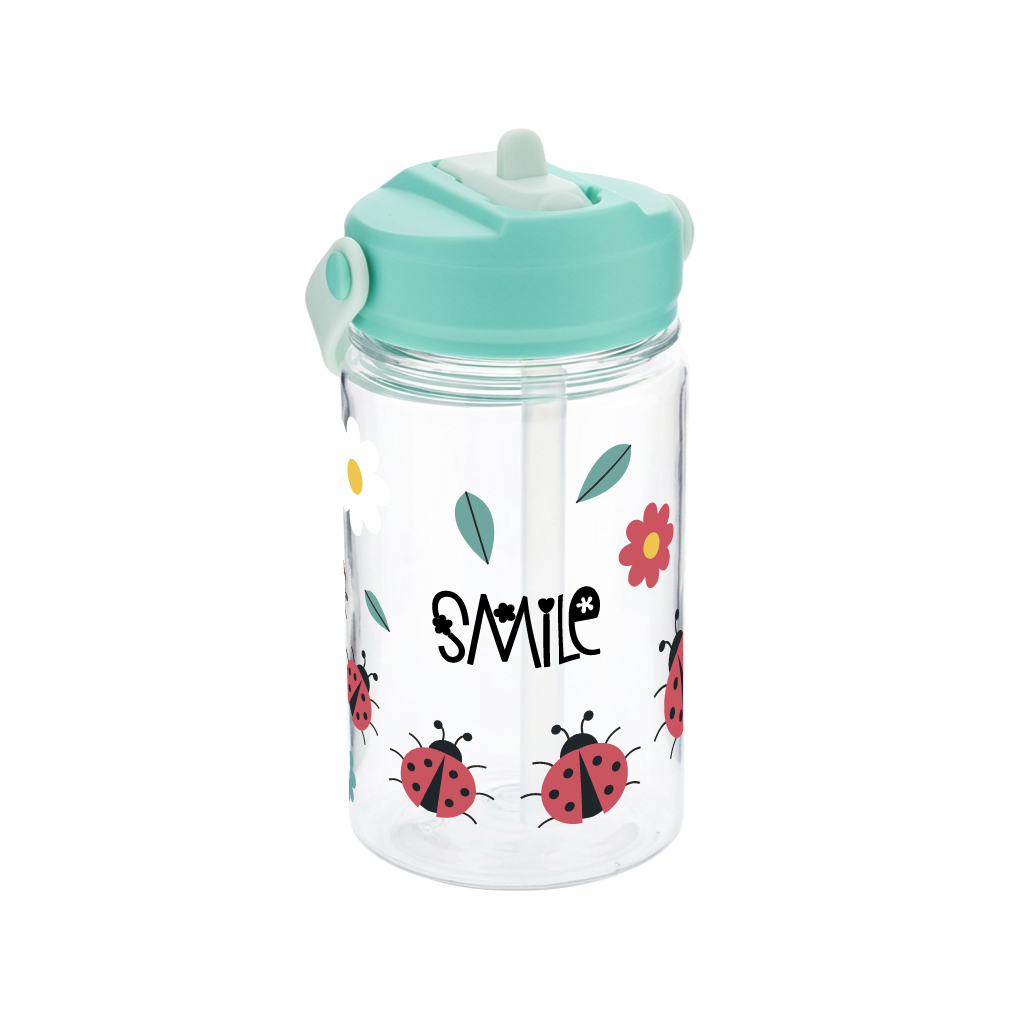 Botella Tritán 350 ml con pajita - Smile - Mint