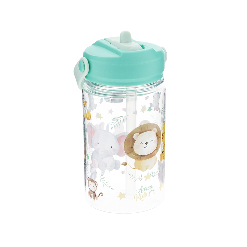 Botella Tritán 350ml Adaptador Infantil Con Pajita - Animals