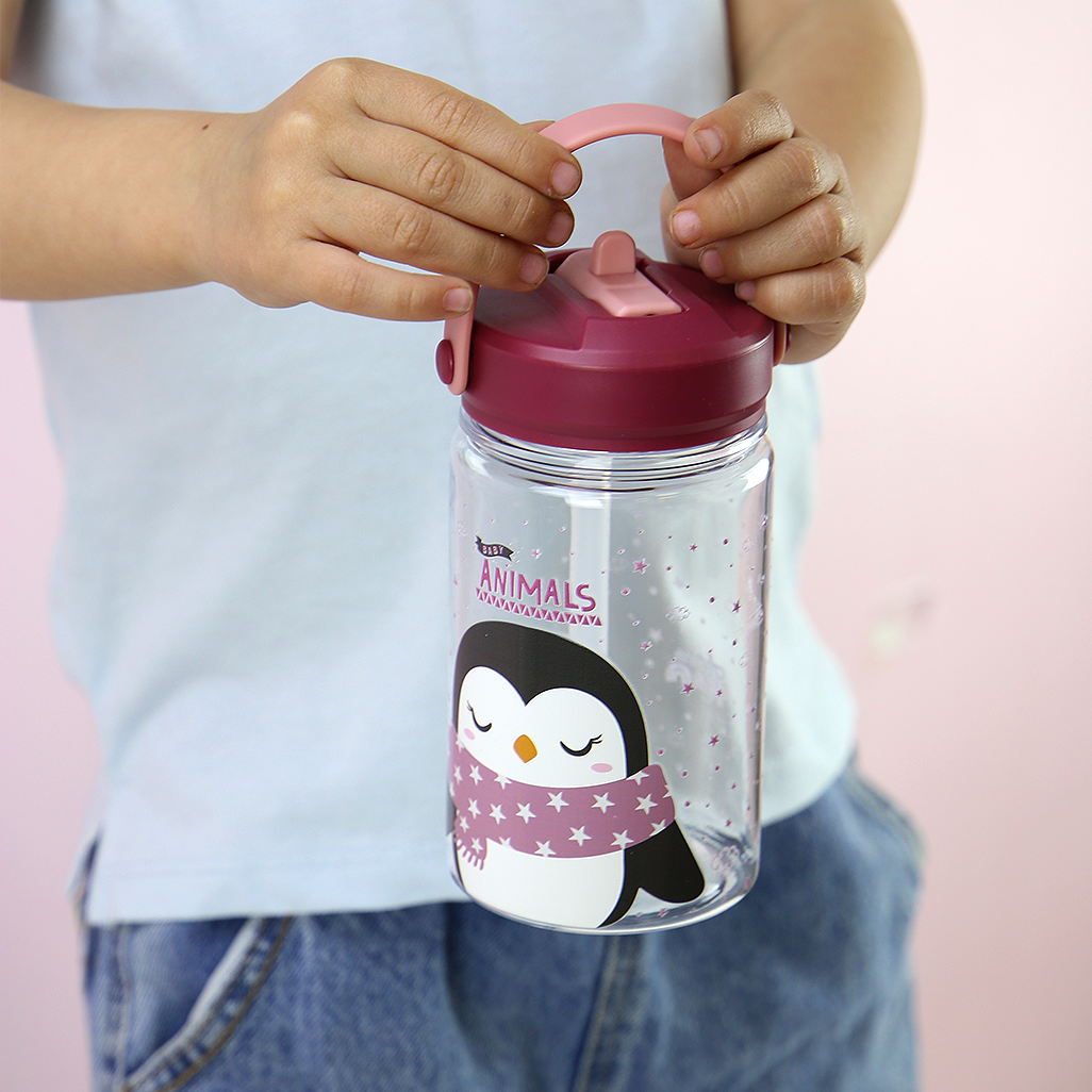 Botella Tritán 350ml Adaptador Infantil con Pajita - 3D Animals