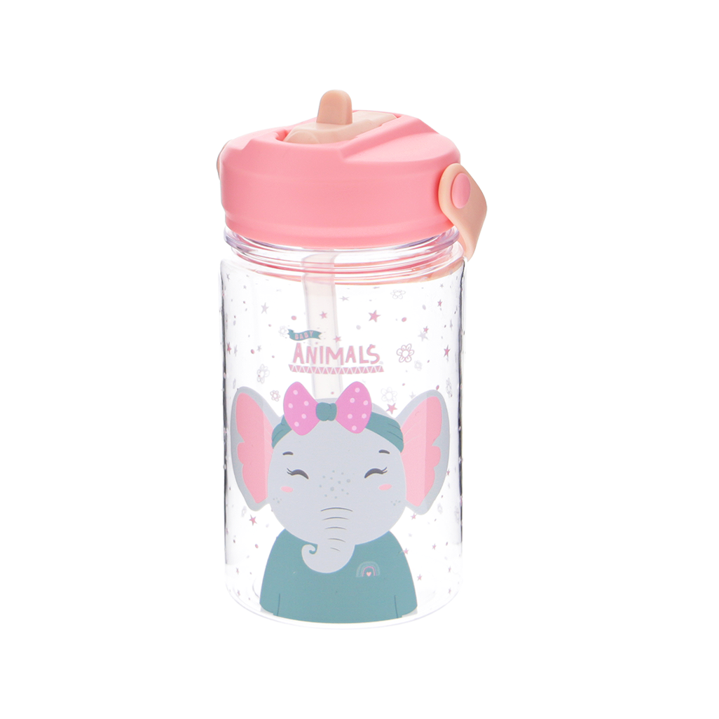 Botella Tritán 350ml Adaptador Infantil con Pajita - 3D Animals
