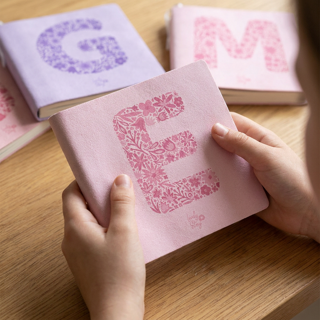 Cuaderno con inicial y boli - Pink