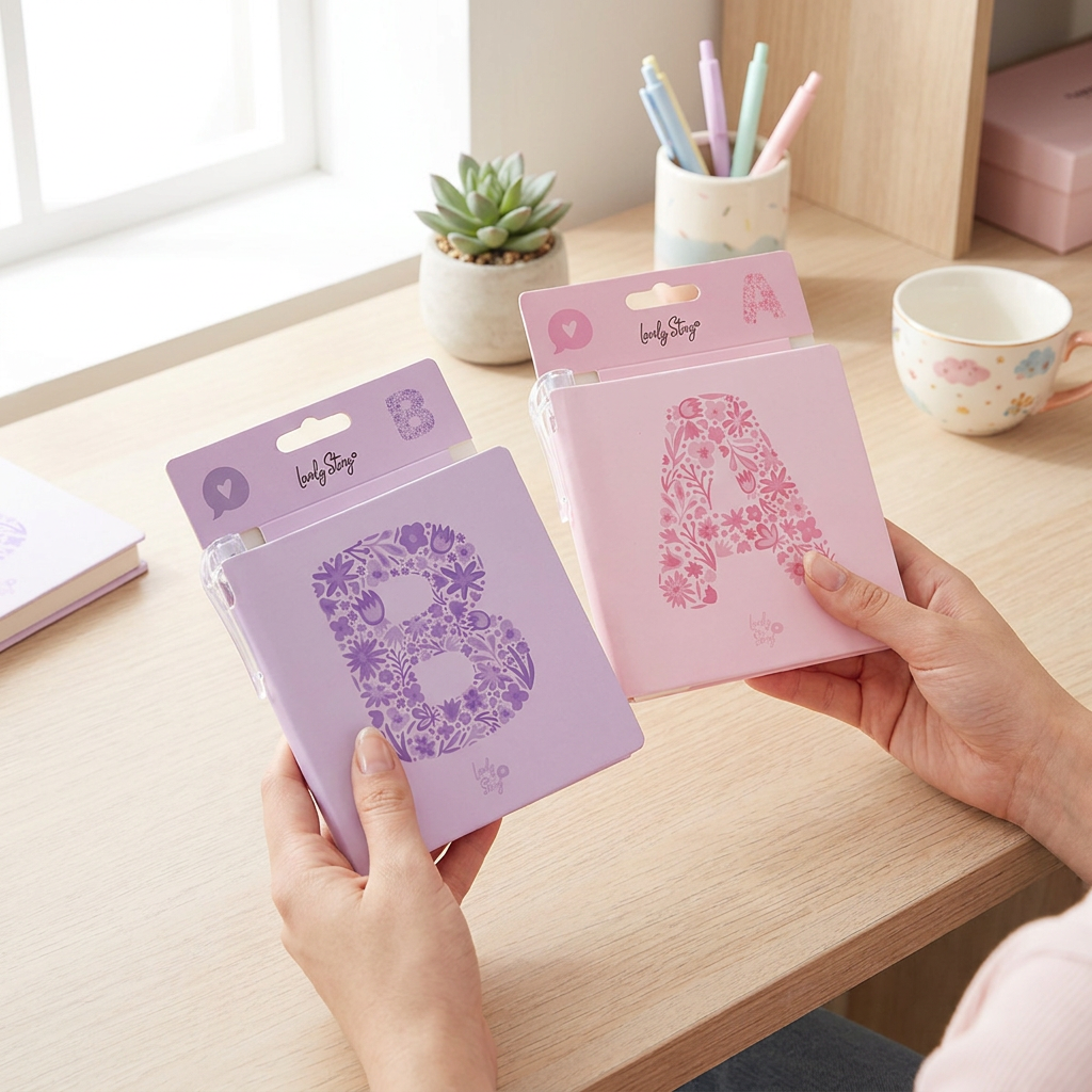 Cuaderno con inicial y boli - Pink