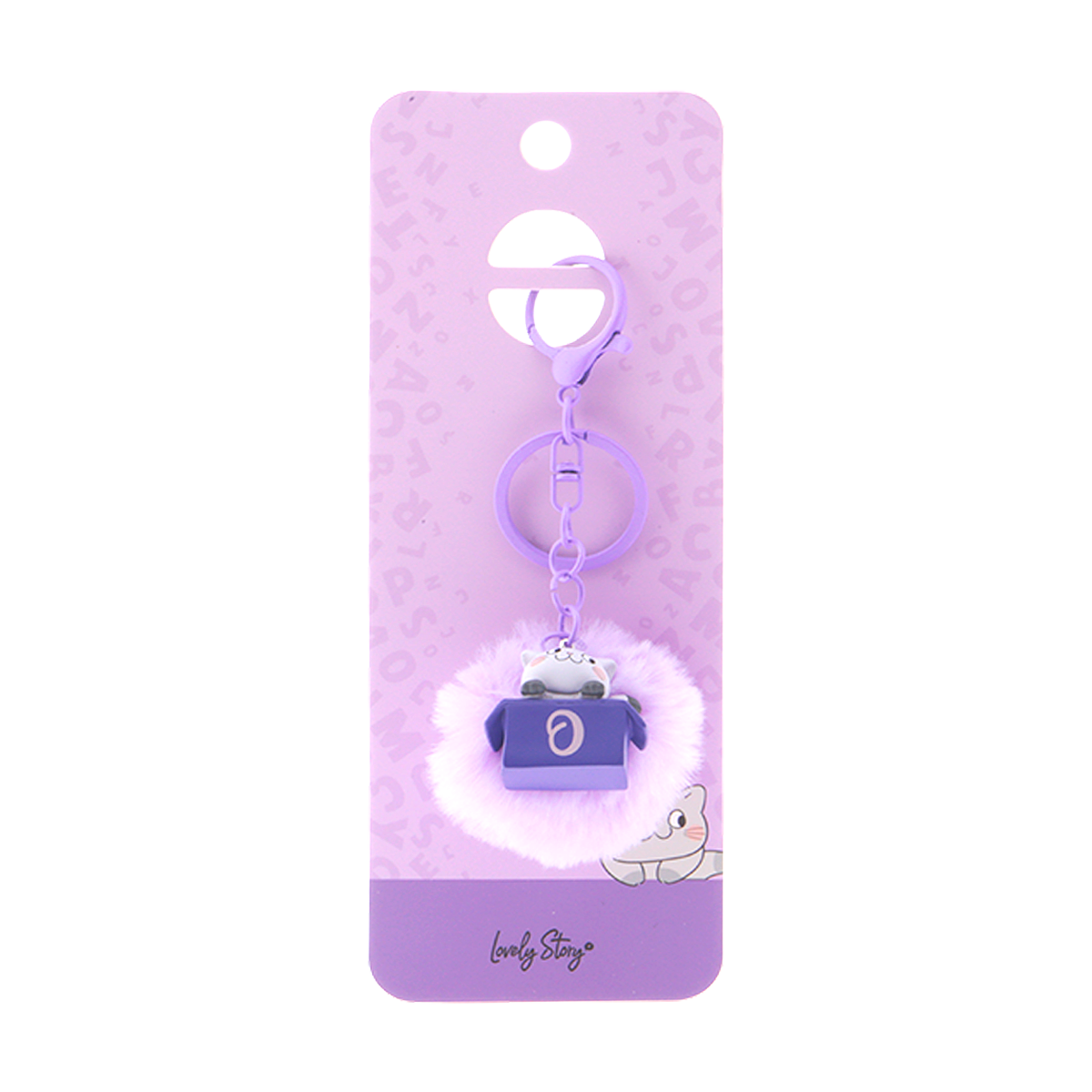 Llavero con iniciales Gatito - Lila